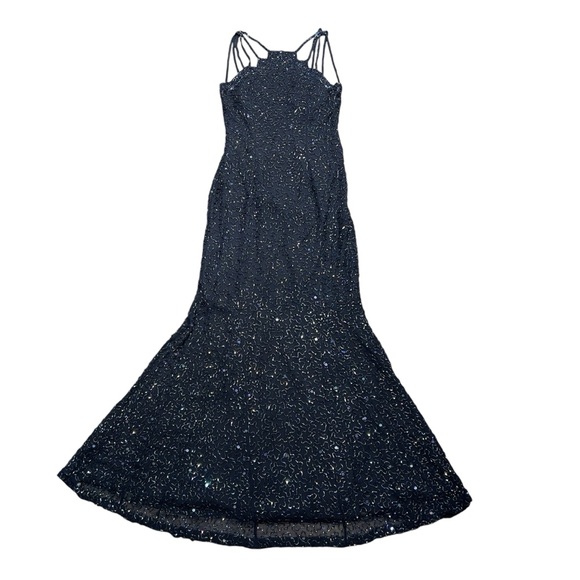 Vintage 80s-90s Andretta Donatello 100% Silk Fully Beaded Black Gown Dress Small - Picture 1 of 16